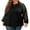 02-Black, variant on Plus Size Tops For Women Lace Sleeve Blouse Waffle Knit Long Sleeve Shirts Wine Red-3X