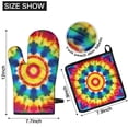 thumbnail image 6 of Colorful Rainbow Tie Dye Spiral Pattern Kitchen Oven Mitt and Pot Holder Sets 2 Pcs for Baking, Cooking and Grilling, Heat Resistant Up To 392 °F, 6 of 7