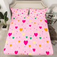 thumbnail image 2 of Homewish Colorful Loves Pattern Bed Sheets,Cartoon Ploka Dots King Sheets,Pink Fairy Tale Sheet Set For Girls Teens,Super Cozy Room Decor,4pcs, 2 of 7