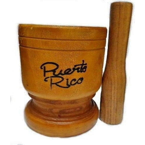 07 Puerto Tall Size Wood Mortar & Pestle Pylon Pilon Madera - Boricua