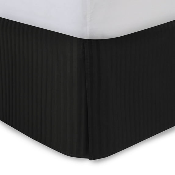 550-TC Egyptian Cotton Dust Ruffle/Bed Skirt King Size 1-Pieces Split Corner Tailored Bed Skirt 24" Inch Drop Length Black Stripe