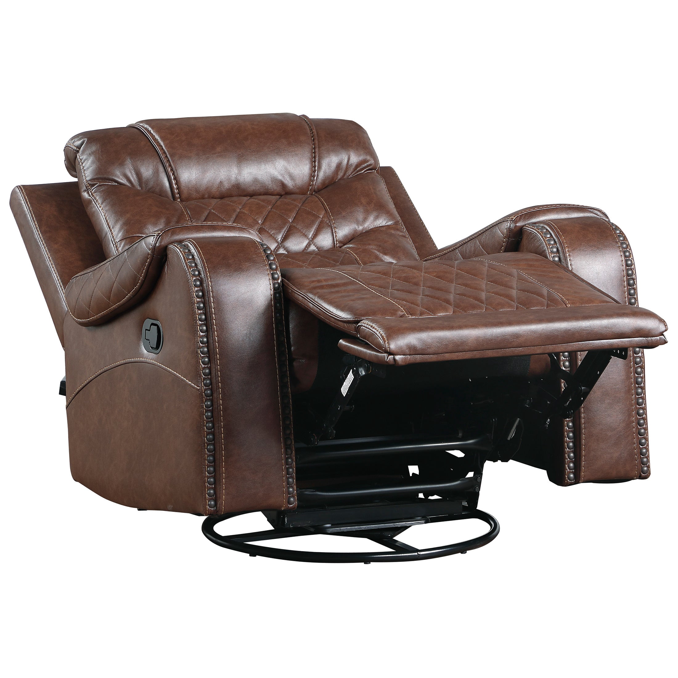 OakvillePark Ridder Polished Microfiber Upholstered Swivel Glider Reclining Chair, Brown