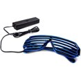 thumbnail image 4 of Light Up Flashing Shutter Neon Rave Glasses El Wire LED Sunglasses Voice Activated Glow DJ Costumes for 80s, EDM, Party, 4 of 5