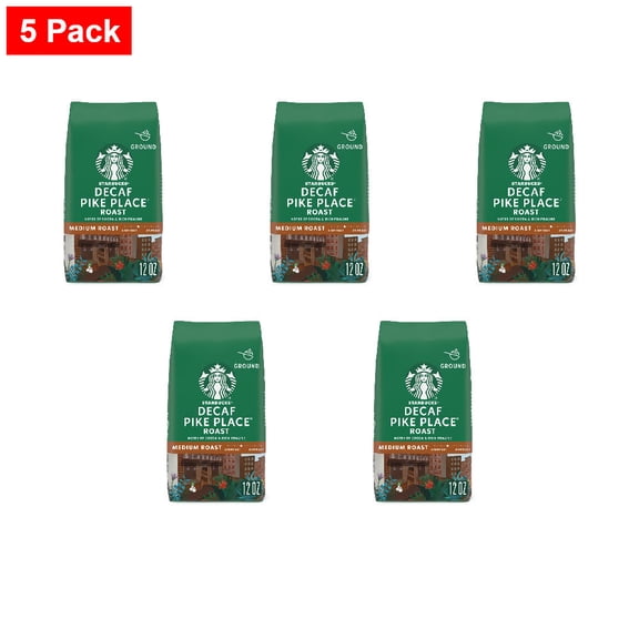 Starbucks Decaf Pike Place Medium Roast Ground Coffee 12 oz - 5 Pack
