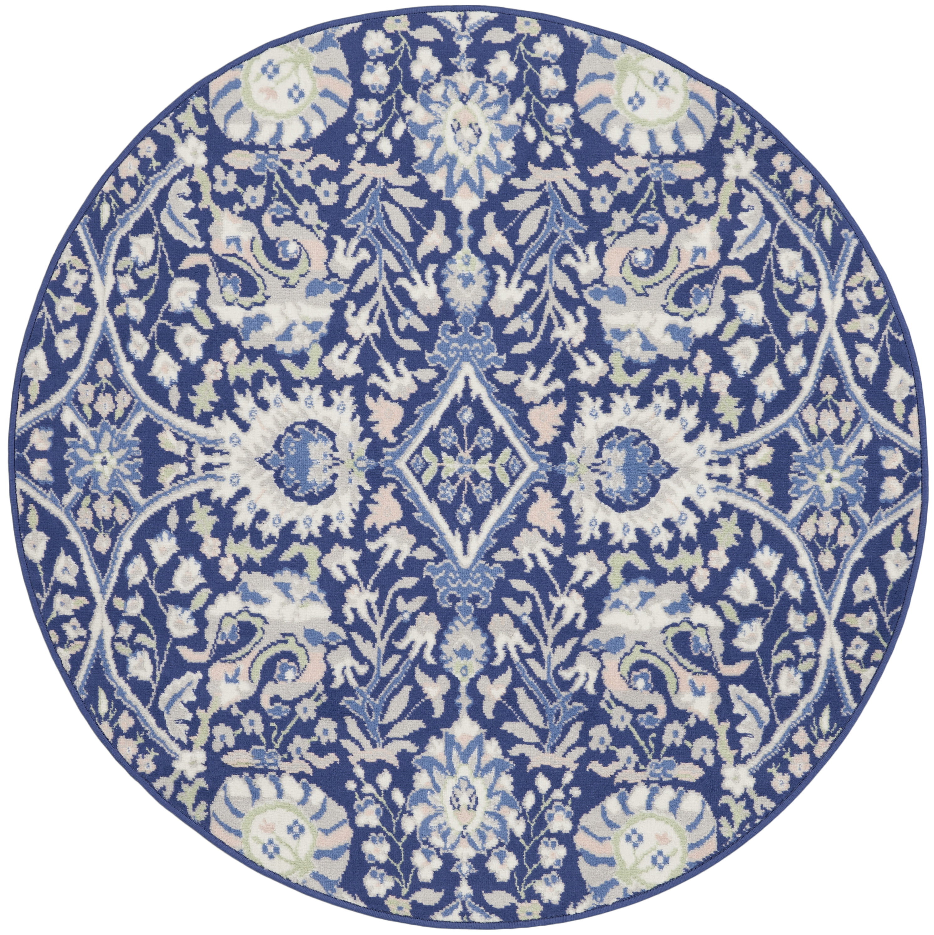 Nourison Whimsicle Floral Bohemian Navy Multicolor 5' x round Area Rug, (5' Round)