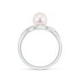 thumbnail image 2 of Angara Japanese Akoya Cultured Pearl Criss Cross Shank Engagement Ring in 14K White Gold for Women | June Birthstone Jewelry for Her, 2 of 8