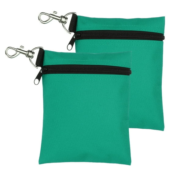 Uxcell 2 Pcs Golf Tee Pouch 5.5" x 6.7" Professional Zipper Golf Tee Bag with Metal Lobster Claw Clip Green