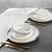 Thyme & Table Grey Marble 12-Piece Ceramic Dinnerware Set