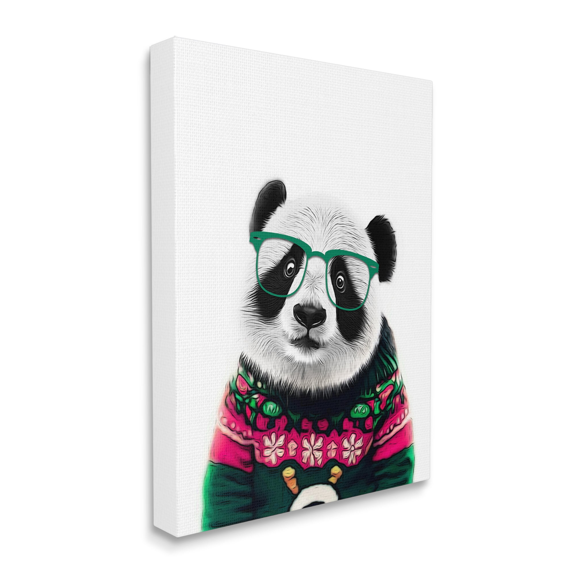 Stupell Industries Panda in Holiday Sweater Holiday Painting Gallery Wrapped Canvas Art Print Wall Art, 30 x 40