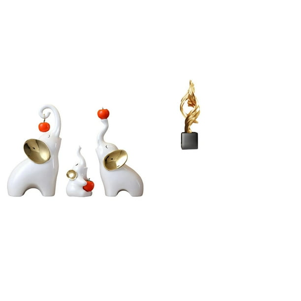 Escultura De Arte Abstracto De Familia De Elefantes, Figura De Resina, Estatuas De Animales, Artesanías, Recuerdo Decorativo, Decoraciones De Escritorio Para Escritorio, Sala De Estar,