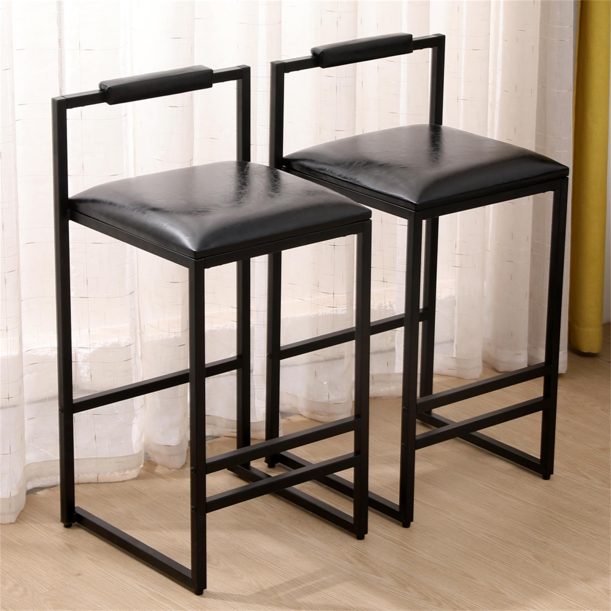 Yardi Yard Leather Backless 26" Barstools Set of 2, Bar Chair for Kitchen Dining Room, Black Yardi Yard Leather Backless 26" Barstools Set of 2, Bar Chair for Kitchen Dining Room, Black