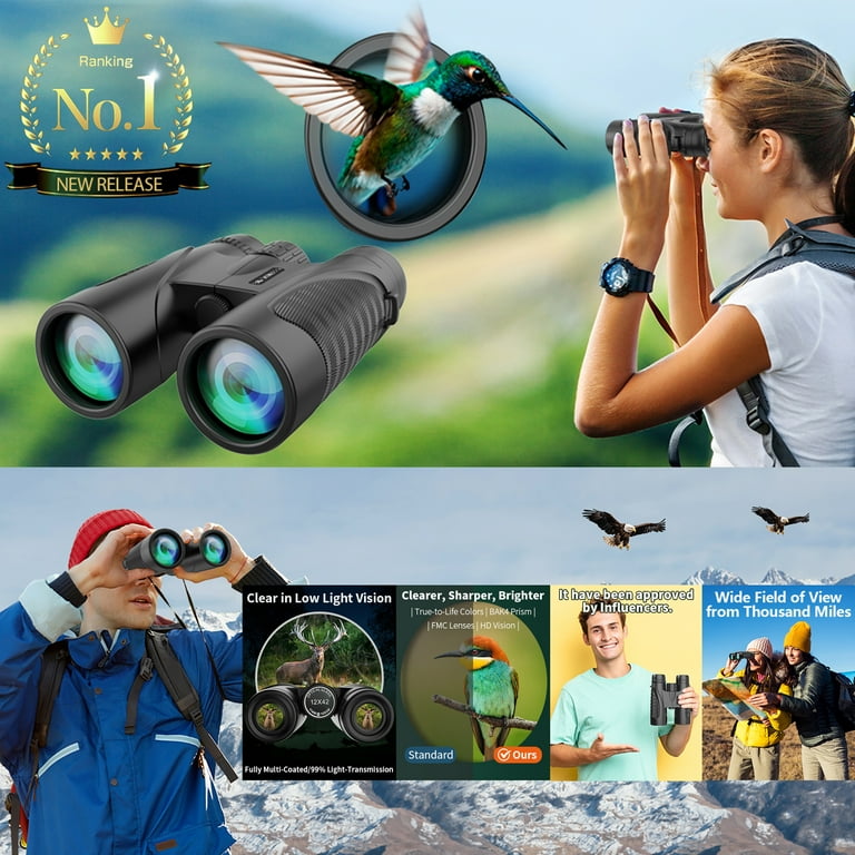 12x42 Binoculars For Adults Large View Bak4 Prism Binoculars Low 12x42 Binoculars For Adults Large View Bak4 Prism Binoculars Low