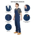 thumbnail image 3 of Ubon Men's Denim Bib Overalls Durable Cotton Twill Coveralls Breathable Workwear Indigo Rigid 34W x 30L, 3 of 9