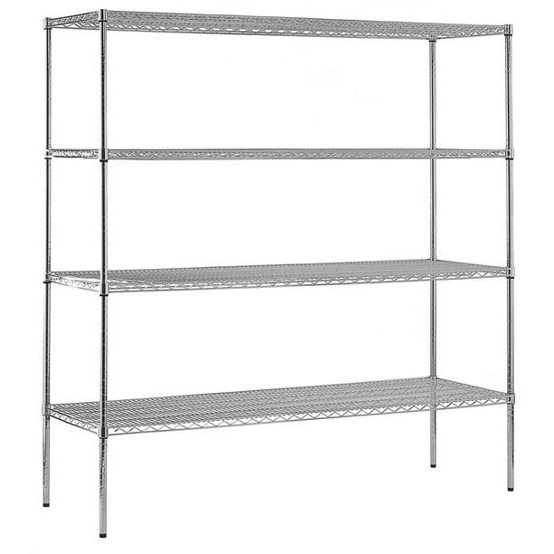 Muscle Rack 74"H 4Tier Wire Shelving Unit, 2400 lb Capacity, Chrome