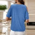 thumbnail image 4 of Uaswgudfs Women's Cold Shoulder Blouse & Henley Tee, Casual Basic Off Shoulder Open Shoulder Short Sleeve Tops, 4 of 7