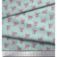 thumbnail image 3 of Soimoi Green Poly Georgette Fabric Peach Rose Watercolor Printed Craft Fabric by The Yard 52 Inch Wide, 3 of 3