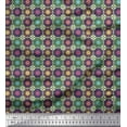 thumbnail image 1 of Soimoi Japan Crepe Satin Fabric Floral Mandala Printed Fabric 1 Yard 42 Inch Wide, 1 of 3