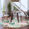 thumbnail image 3 of Round Rugs 6Ft, Spring Floral Checkered Round Area Rug Washable Indoor Throw Carpet, Turquoise Pink Buffalo Plaid Soft Non Slip Circle Rug for Office Cabinet Home Decor Aesthetic, 3 of 8
