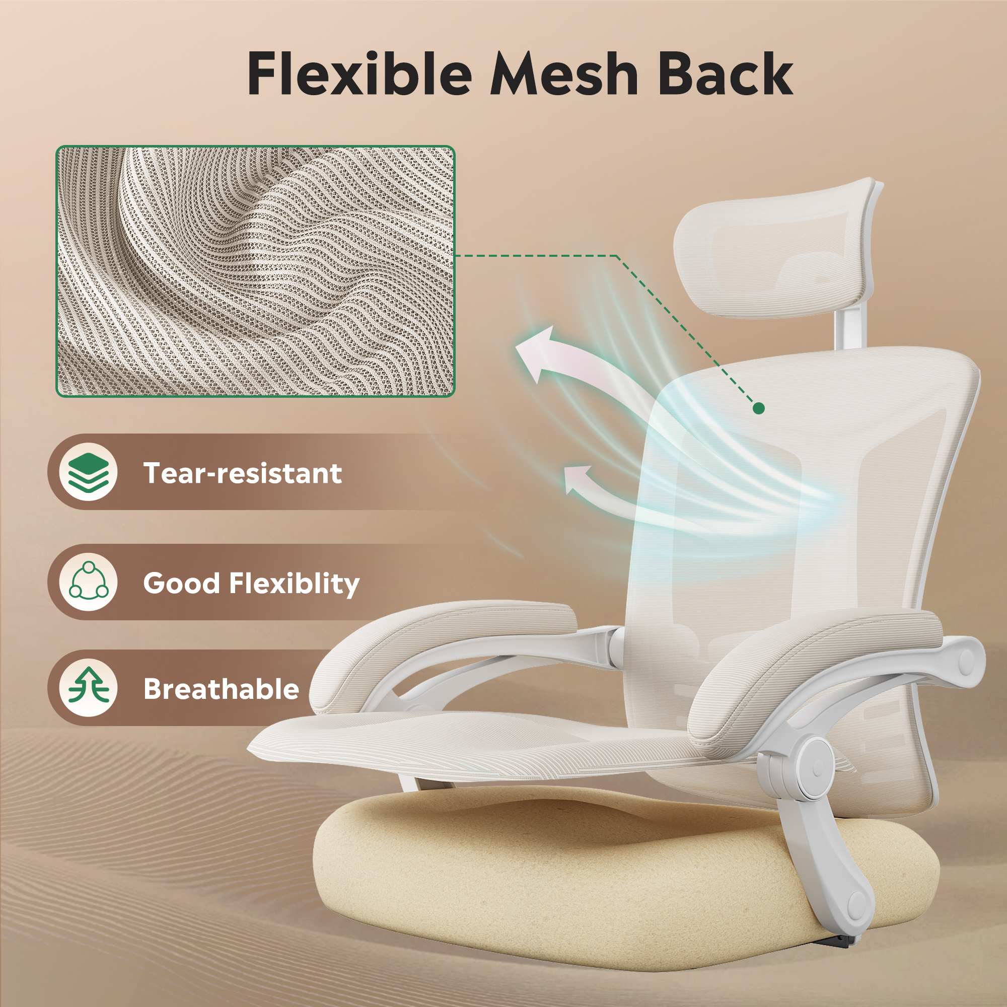 GALAXHERO Ergonomic High Back Office Chair with Footrest, Big and Tall Adjustable Desk Chair, Reclining with Lumbar Support, SGS Class 4 Gas Lift, for Home & Office Use, White