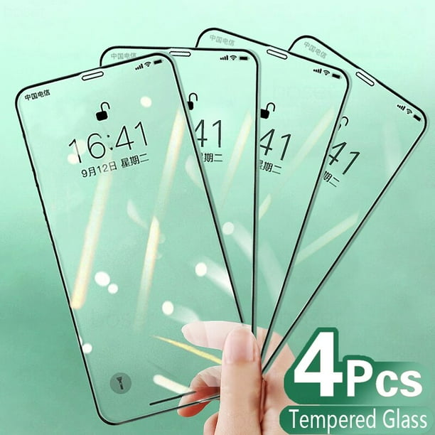 4 piezas de vidrio templado de cubierta completa para iPhone 11 12 13 14 Pro Max Protector de pantalla para iPhone X XR XS MAX 6 6s 7 8 Plus Glass Deng Xun unisex