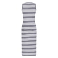 thumbnail image 5 of Busydd Womens Dresses Fashion Knitting Cotton Linen Dresses Breathable Sleeveless Round Neck Maxi Dress Vintage Striped Split Tank Dresses Summer Casual Slim Elegant Long Dress, 5 of 7