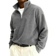 thumbnail image 2 of Mens Fuzzy Fleece Sweatshirt Quarter Zip Pullover Long Sleeve Winter Fall Outdoor Warm Outerwear Gray M, 2 of 3
