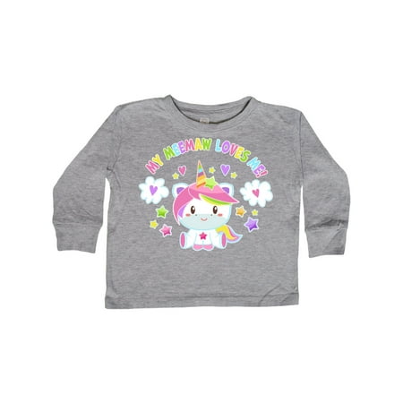 

Inktastic My Meemaw Loves Me with Cute Rainbow Unicorn Gift Toddler Boy or Toddler Girl Long Sleeve T-Shirt