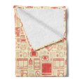 thumbnail image 2 of Old School Soft Flannel Fleece Throw Blanket, Nostalgic Bicolour Continuous Pattern Retro Gaming Objects Print, Cozy Plush for Indoor and Outdoor Use, 50" x 60", Dark Peach and Cream, by Ambesonne, 2 of 5