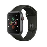 Restored Apple Watch Gen 5 Series 5 Cell 44mm Space Gray Aluminum - Black Sport Band MWW12LL/A (Refurbished)