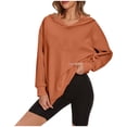 thumbnail image 2 of NinXxx Women's Casual Loose Solid Long Sleeve Hoodie Pullover Sweatshirt Orange L, 2 of 6