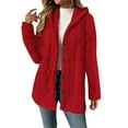 thumbnail image 6 of VINUSLI Womens Sherpa Jackets - Winter Button Down Teddy Hooded Jacket Warm Plus Size Long Sleeve Fuzzy Coats Red,XXXXL, 6 of 8
