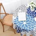 thumbnail image 4 of Round Tablecloth 60 Inch, Spring Summer Dahlia Pinnata Waterproof Table Cloth, Table Cover for Party Picnic Dinner Decor, Blue, 4 of 6