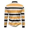 thumbnail image 5 of Men's Striped Waffle Quarter Zip Pullover, Stand Collar Ribbed Cuffs Long Sleeve Top Casual Color Stripe Fall Daily Clothes Black 3XL, 5 of 6