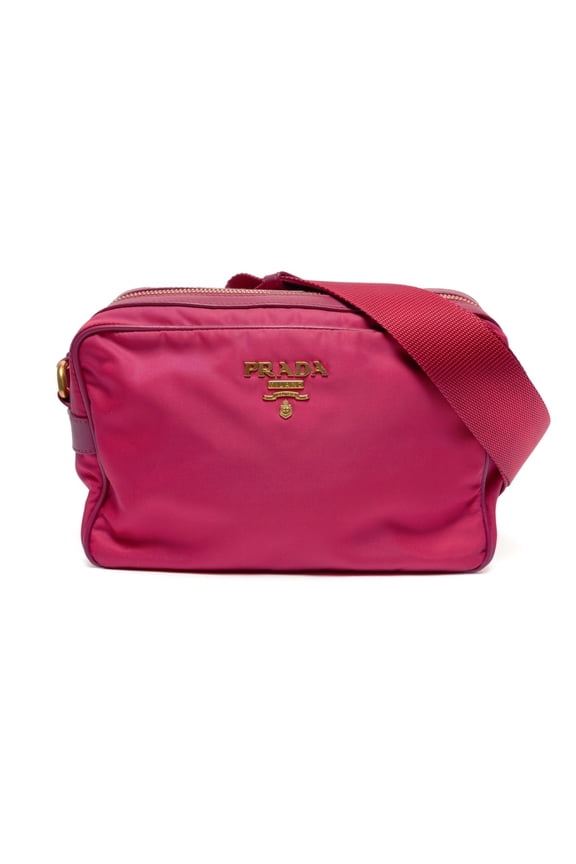 Pre-Owned Prada Nylon Camera Shoulder Bag in Pink