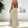thumbnail image 6 of longantii Cami Dresses for Women Sleeveless Cami Lounge Dress Backless Summer Split Dress Beach Maxi Sundresses with Back Tie Beige XL, 6 of 7