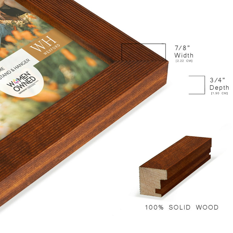 8x8 Picture Frame, Solid Oak Wood 8”x8” Picture Frames Matted to  6”x6”,Square 8 x 8 Walnut Frame with Tempered Real Glass, Rustic Wooden 8x8  Photo