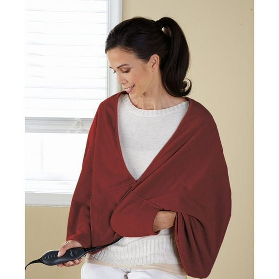 Sunbeam Premium Fleece Chill-Away Heated Wrap Garnet Red