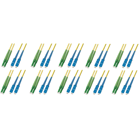 15M - Singlemode Duplex Fiber Optic Cable (9/125) - LC/APC to SC/UPC - 10 Pack