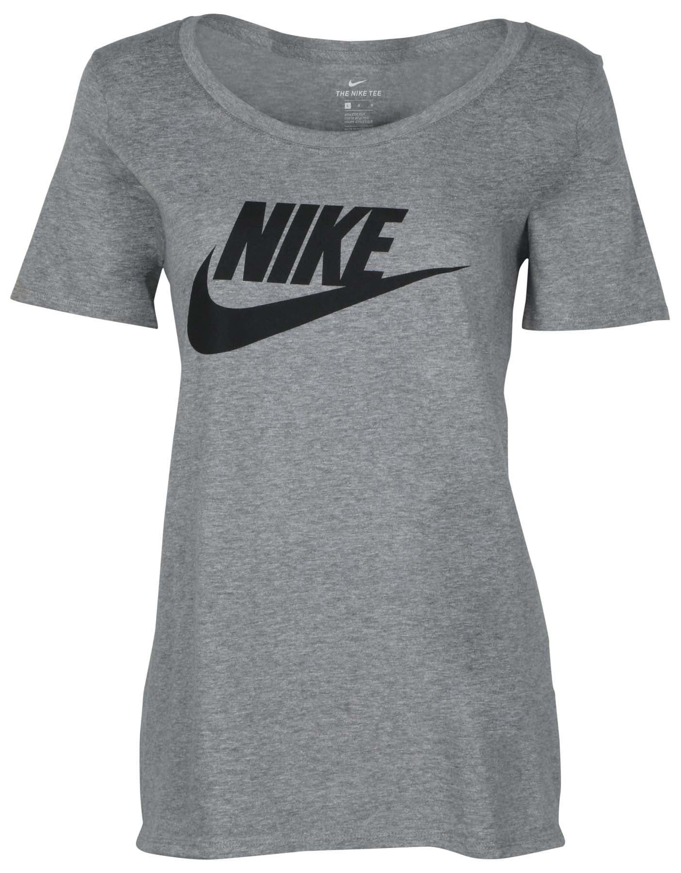 Nike Women's Basic Futura Swoosh T-Shirt (Heather Grey, Large ...