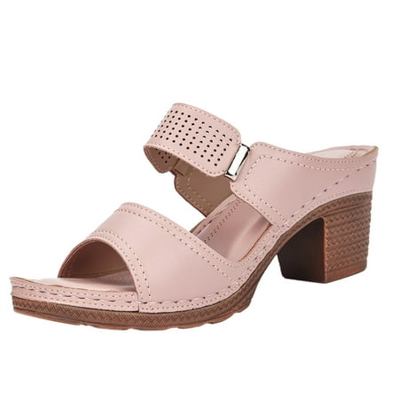 

Adjustable Slippers for Women Women s High Heel Thick Heel Open Toe Comfortable Fashion Hollow Sandals