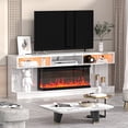 thumbnail image 7 of HARIPUL 70" 3-Sided Fireplace TV Stand for TVs Up to 80", Entertainment Center with 34" Electric Fireplace，APP Control Led Light TV Consoles for Living Room, White & Brown, 7 of 7