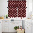thumbnail image 3 of Vintage Flowering Kitchen Curtains Valances and Tiers Set of 3 Gorgeous Flower Dark Red Background Tier Curtains and Valance with Rod Pocket for Small Windows, 27.5"x36", 3 of 9
