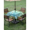 thumbnail image 3 of Teal Blue Ombre Coastal Outdoor Tablecloth - 54x54 Inch Square Dining Table Cover, Sea Nautical Summer Beach Starfish Coral Waterproof Outdoor Table Cloth with Umbrella Hole & Zipper for Picnic/Patio, 3 of 7