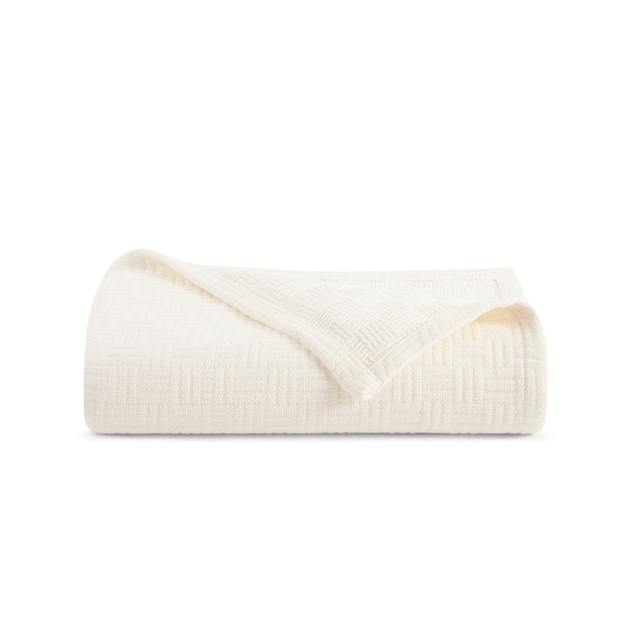 Host & Home 100% Cotton Basketweave Throw, Lightweight Blanket, 300GSM, 50x70, Ivory