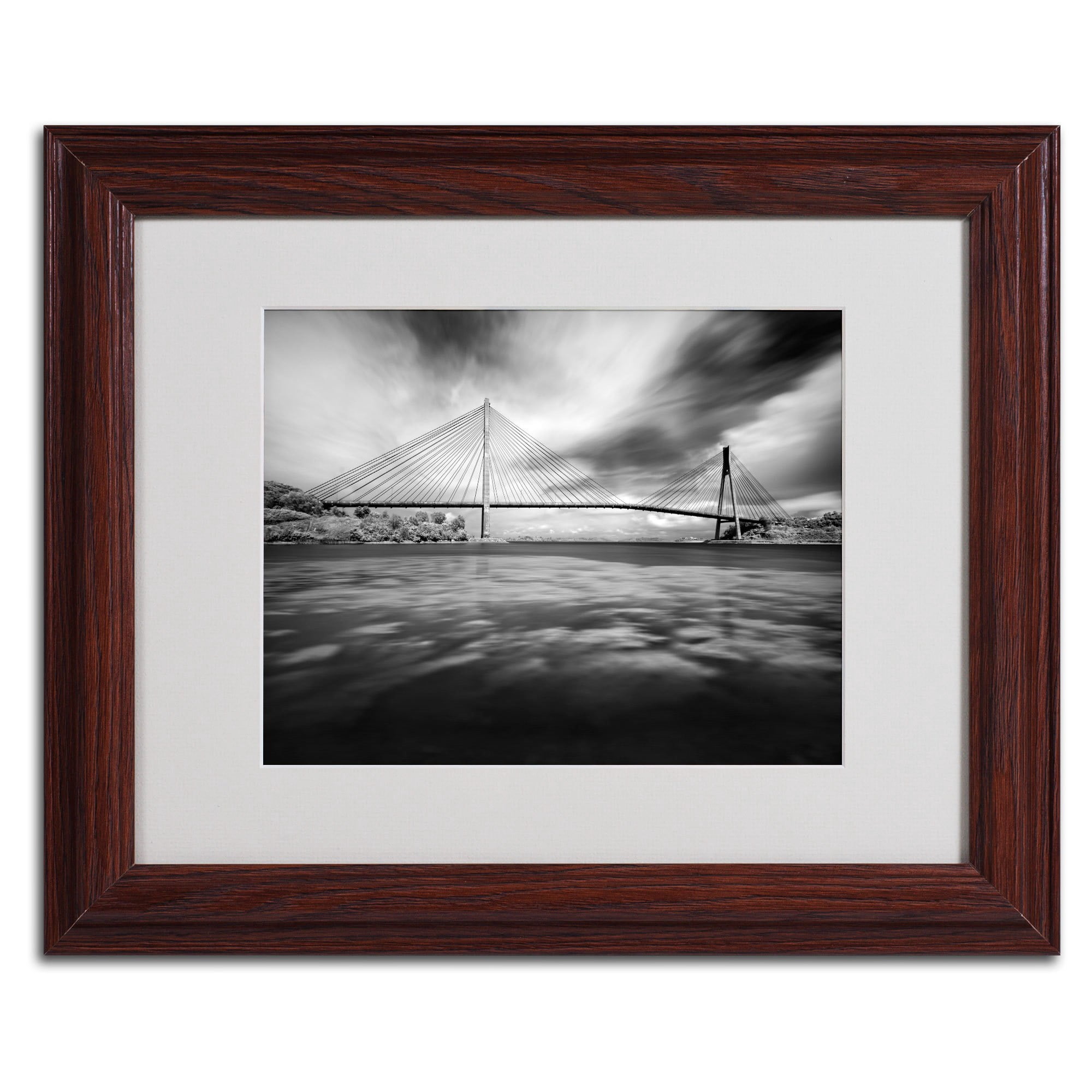 Matted art under acrylic in a black frame