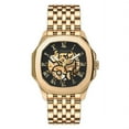 thumbnail image 1 of Alfred Sung Men's Automatic VII Gold Black Skeleton Dial Link Watch, 1 of 2
