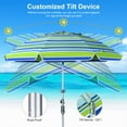 thumbnail image 6 of 7 ft Beach Umbrella for Sand with Tilt/Sand Anchor/Carry Bag/, Stripe Blue and Green,UV 50+ UPF 100+, 6 of 8
