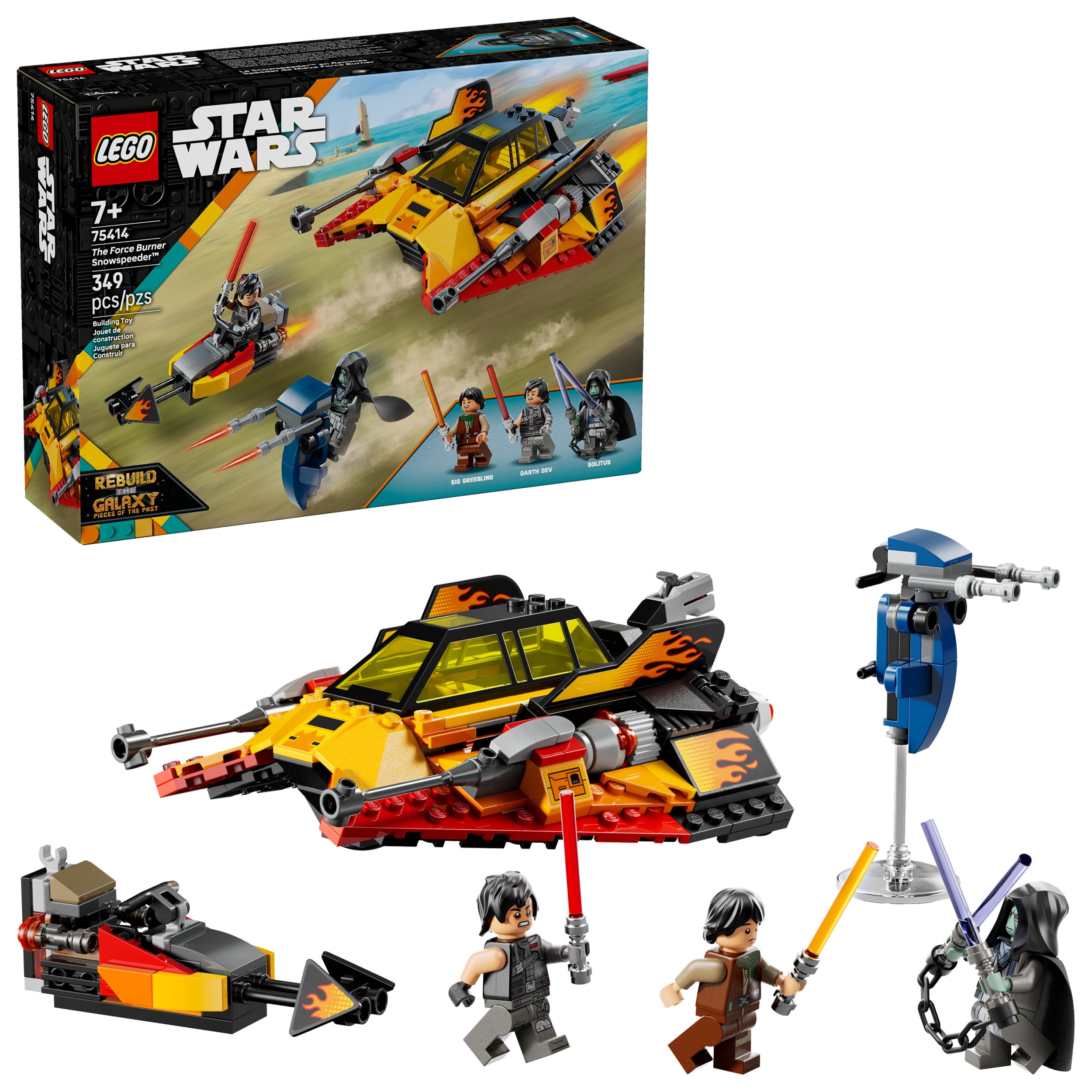 LEGO Star Wars: Rebuild The Galaxy The Force Burner Snowspeeder Building Toy - 2 in 1 Pretend Play Set W/ 3 Minifigures for Kids, Ages 7+ - Collectible Room Decor & Gift Idea for Boys & Girls - 75414, LEGO The Force Burner S 75414