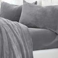 thumbnail image 1 of Micro Fleece Extra Soft Cozy Velvet Plush Sheet Set. Deluxe Bed Sheets with Deep Pockets. Velvet Luxe Collection (King, Grey), 1 of 5