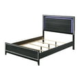 thumbnail image 4 of Deluxe LED Bed Frame with Headboard & Footboard, Queen Size Modern Platform Bed with Weathered Black Finish & 10" Under Bed Storage & Wood Slats Support, 800LBS Capacity, Box Spring Needed, Black, 4 of 4